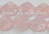 CRQ104 15.5 inches 20*20mm lotus shaped natural rose quartz beads