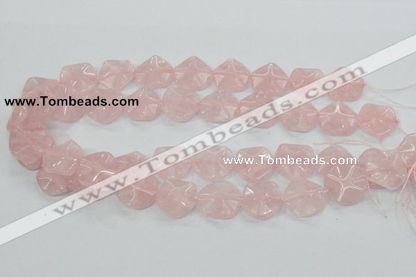 CRQ104 15.5 inches 20*20mm lotus shaped natural rose quartz beads