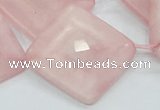 CRQ108 15.5 inches 30*30mm faceted diamond natural rose quartz beads