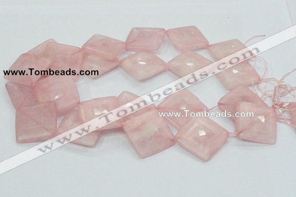 CRQ108 15.5 inches 30*30mm faceted diamond natural rose quartz beads