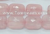 CRQ109 15.5 inches 20*20mm faceted square natural rose quartz beads