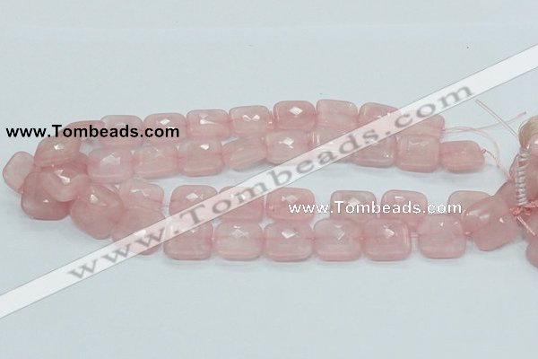 CRQ109 15.5 inches 20*20mm faceted square natural rose quartz beads