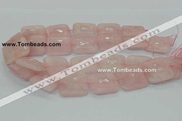 CRQ110 15.5 inches 30*30mm faceted square natural rose quartz beads