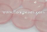 CRQ111 15.5 inches 30mm faceted coin natural rose quartz beads