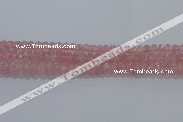 CRQ117 15.5 inches 6*10mm faceted rondelle rose quartz beads