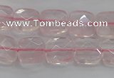 CRQ154 15.5 inches 10mm faceted square natural rose quartz beads