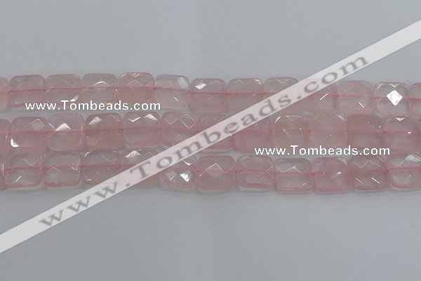 CRQ156 15.5 inches 15mm faceted square natural rose quartz beads