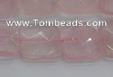 CRQ157 15.5 inches 18mm faceted square natural rose quartz beads