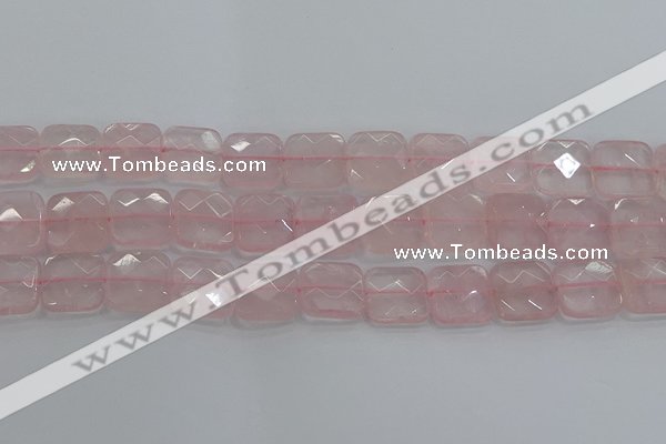 CRQ157 15.5 inches 18mm faceted square natural rose quartz beads