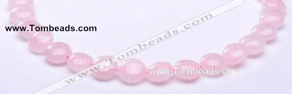 CRQ18 8*14mm flat round natural rose quartz beads wholesale