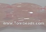 CRQ195 15.5 inches 10*30mm faceted rice natural rose quartz beads