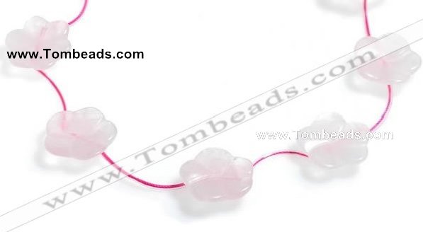 CRQ21 17 inches 24mm carved flower rose quartz beads Wholesale