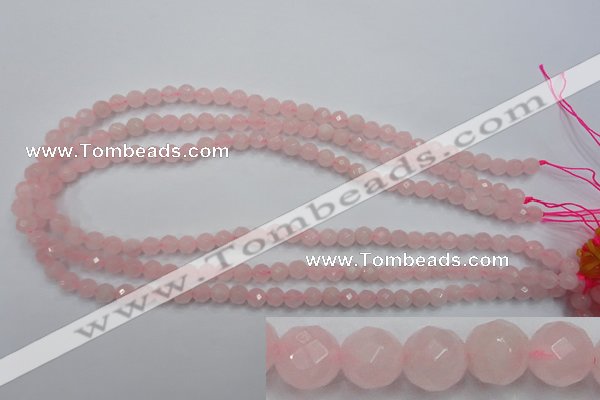 CRQ261 15.5 inches 6mm faceted round rose quartz beads
