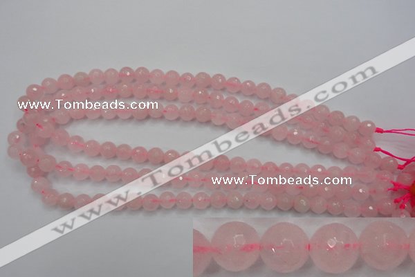 CRQ262 15.5 inches 8mm faceted round rose quartz beads