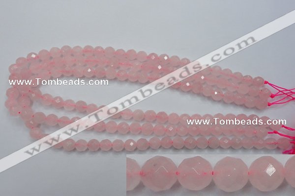 CRQ263 15.5 inches 8mm faceted round rose quartz beads