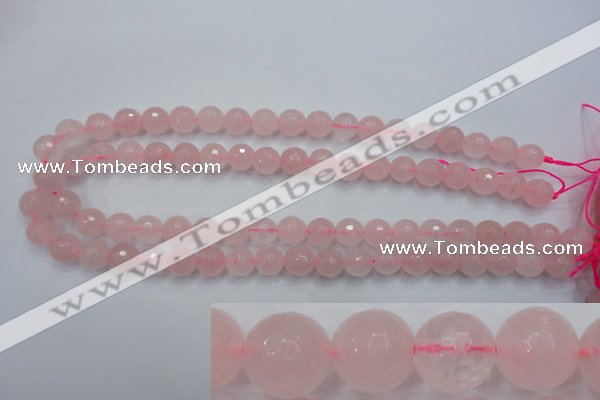 CRQ264 15.5 inches 10mm faceted round rose quartz beads