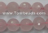 CRQ268 15.5 inches 14mm faceted round rose quartz beads