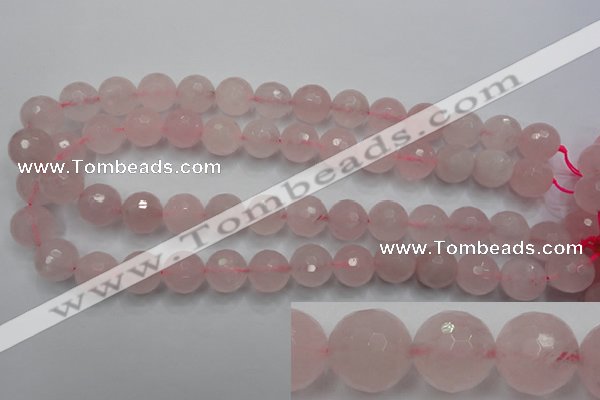 CRQ268 15.5 inches 14mm faceted round rose quartz beads