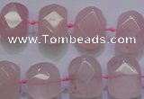 CRQ274 10*13mm – 15*17mm faceted nuggets rose quartz beads