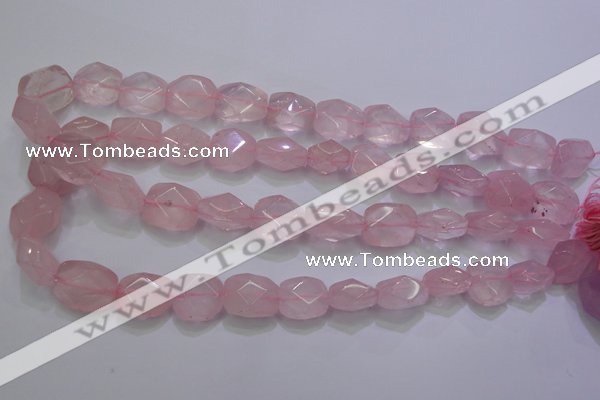 CRQ275 12*15mm – 15*19mm faceted nuggets rose quartz beads