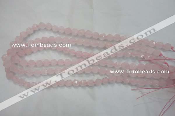 CRQ301 15 inches 8mm faceted nuggets rose quartz beads