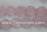 CRQ303 15 inches 12mm faceted nuggets rose quartz beads