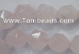 CRQ304 15 inches 14mm faceted nuggets rose quartz beads