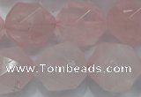 CRQ306 15 inches 18mm faceted nuggets rose quartz beads