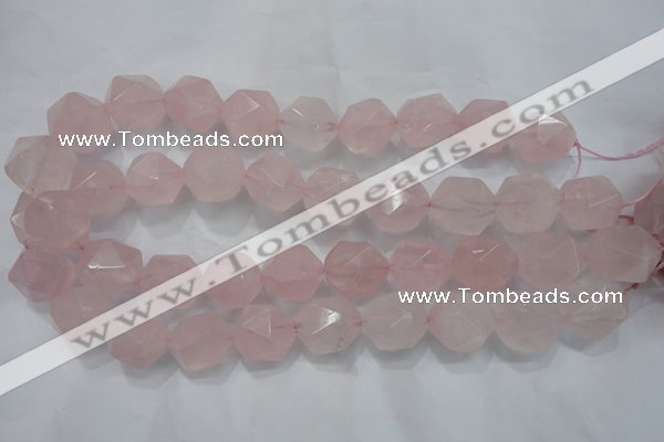 CRQ306 15 inches 18mm faceted nuggets rose quartz beads