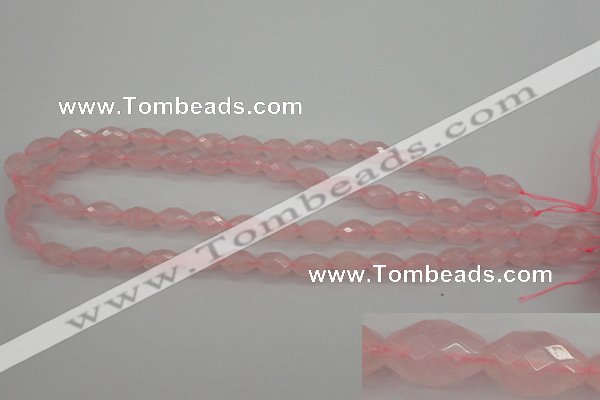 CRQ351 15.5 inches 8*12mm faceted rice rose quartz beads