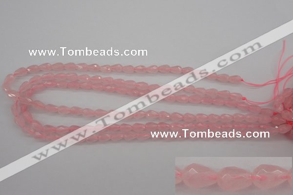 CRQ355 15.5 inches 6*9mm faceted teardrop rose quartz beads