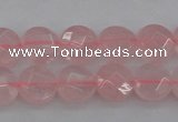 CRQ360 15.5 inches 8mm faceted coin rose quartz beads wholesale