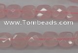 CRQ366 15.5 inches 10*10mm faceted square rose quartz beads