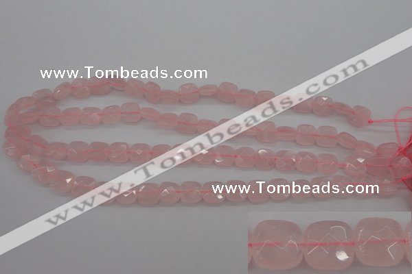 CRQ366 15.5 inches 10*10mm faceted square rose quartz beads