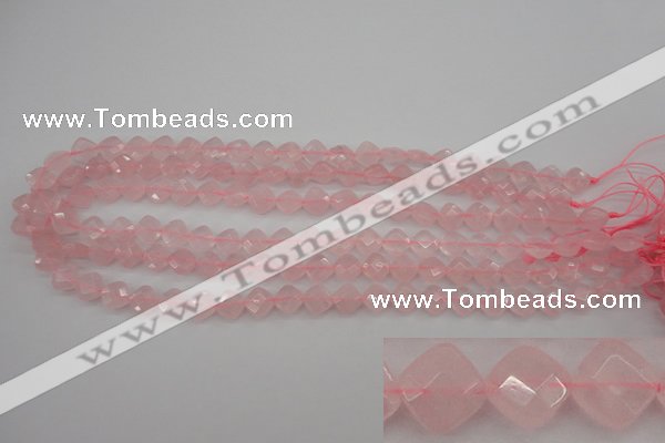 CRQ368 15.5 inches 8*8mm faceted diamond rose quartz beads