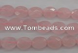 CRQ372 15.5 inches 8*10mm faceted oval rose quartz beads wholesale