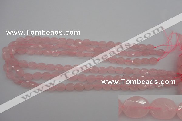 CRQ372 15.5 inches 8*10mm faceted oval rose quartz beads wholesale