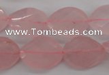 CRQ375 15.5 inches 15*20mm faceted & twisted oval rose quartz beads