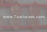 CRQ378 15.5 inches 8*12mm faceted briolette rose quartz beads