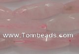 CRQ381 15.5 inches 10*30mm faceted rice rose quartz beads