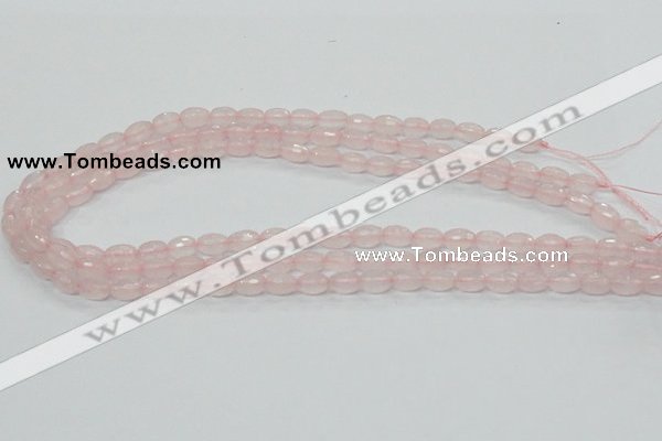 CRQ39 15.5 inches 6*10mm faceted rice natural rose quartz beads