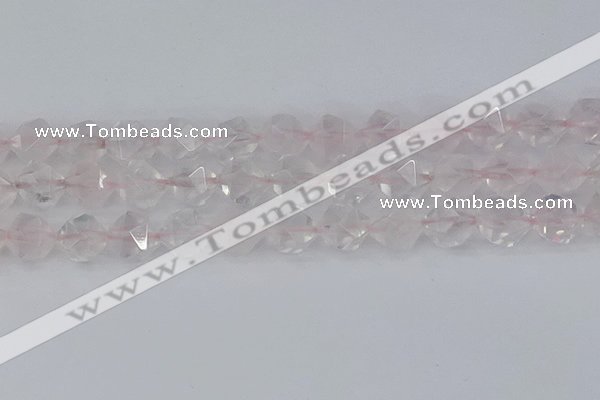 CRQ404 15.5 inches 12mm faceted nuggets rose quartz beads