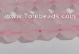 CRQ407 15.5 inches 8mm faceted nuggets matte rose quartz beads