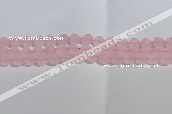 CRQ408 15.5 inches 10mm faceted nuggets matte rose quartz beads