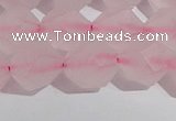 CRQ409 15.5 inches 12mm faceted nuggets matte rose quartz beads