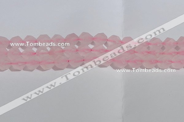 CRQ409 15.5 inches 12mm faceted nuggets matte rose quartz beads