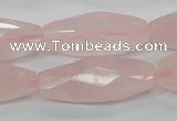 CRQ41 15.5 inches 14*32mm faceted rice natural rose quartz beads