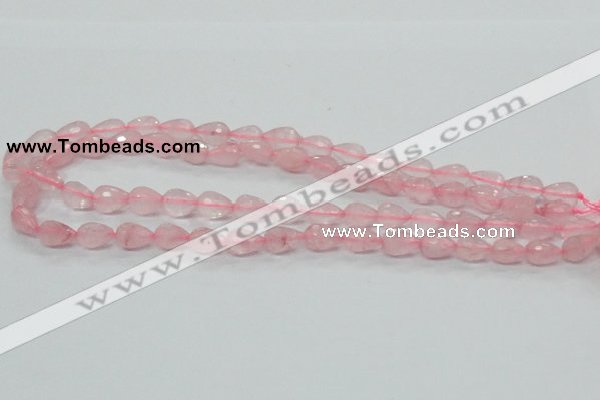 CRQ42 15.5 inches 8*12mm faceted teardrop natural rose quartz beads