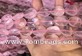 CRQ423 15.5 inches 15*20mm faceted flat teardrop rose quartz beads