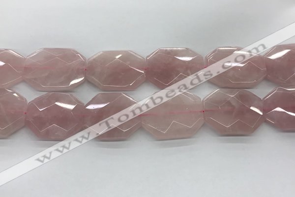 CRQ429 30*35mm - 35*45mm faceted octagonal rose quartz beads